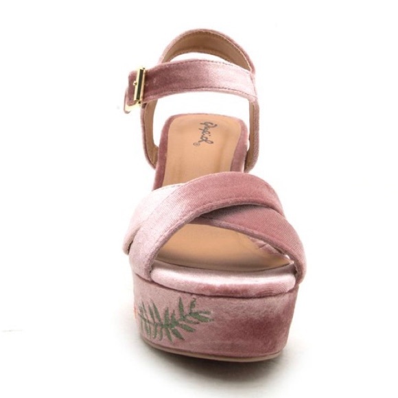 velvet floral platform sandals - Picture 5 of 5